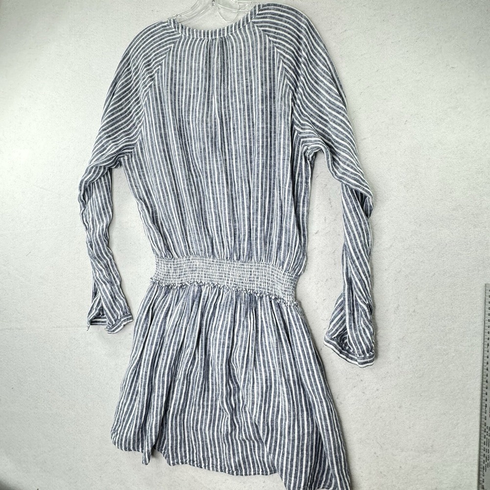 Rails Jasmine Linen‎ Mini Dress Womens Size XL Striped Empire Waist Boho LS - Picture 7 of 12